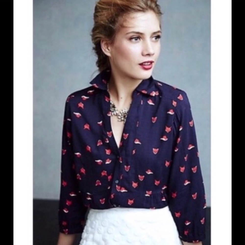 Anthropologie Maeve Woodland Walk Buttondown Sz 10